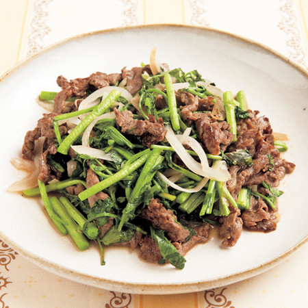 牛肉とクレソンのエスニック炒め