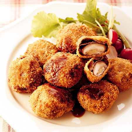 チーズ入りしいたけの牛肉巻きフライ