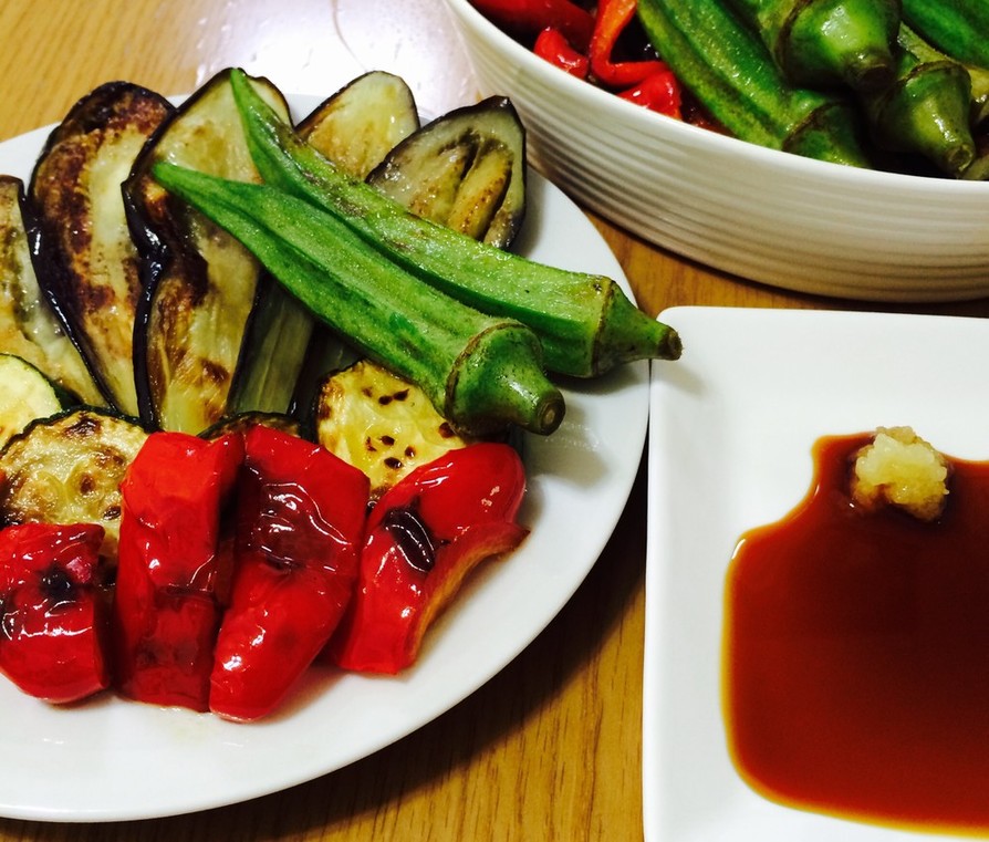ニンニク醤油で食べる茄子・夏野菜ステーキの画像
