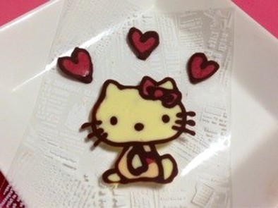 キティちゃんの手作りチョコプレートの写真
