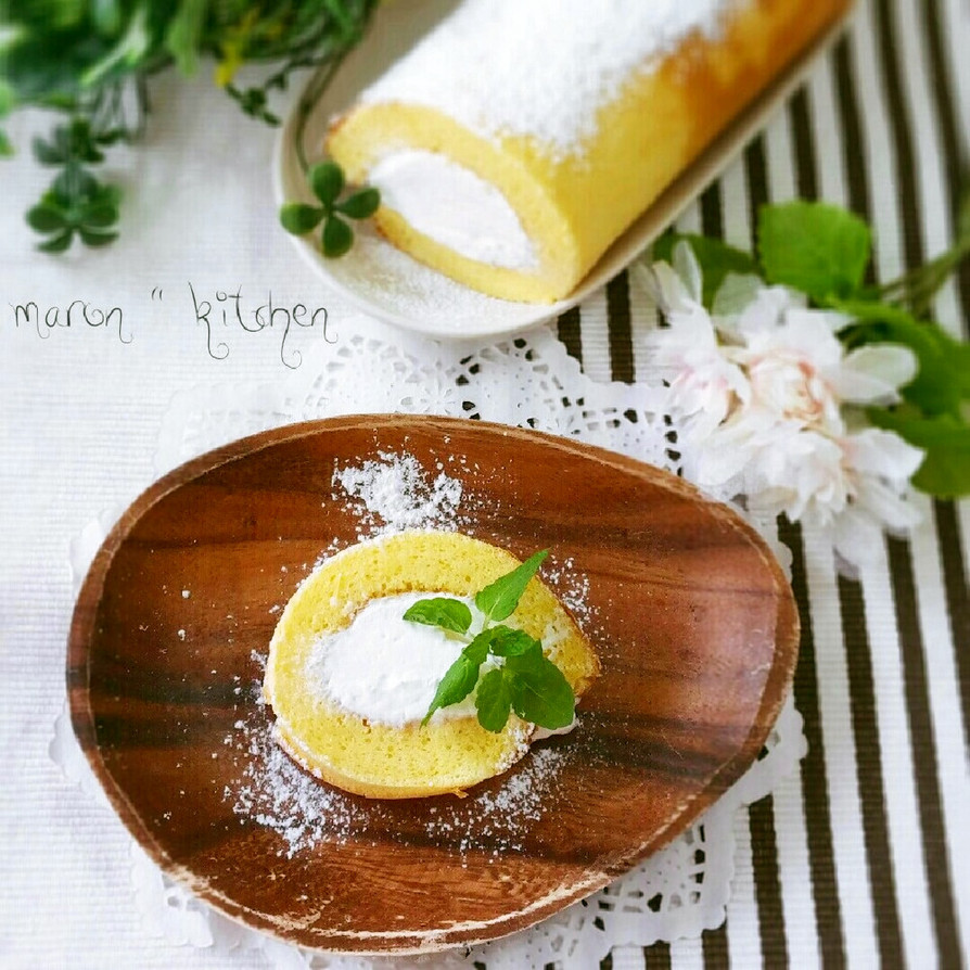秘密の片栗粉を炒めて♡スフレロールケーキの画像