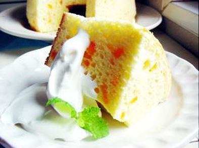 ●究極の《絹の食感》★オレンジの蒸し焼きシフォンケーキ♪の写真