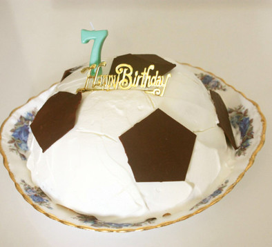 サッカーボールケーキの写真