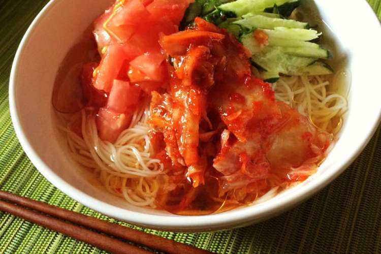 ぶっかけ韓国冷麺風そうめん レシピ 作り方 By Micakino クックパッド 簡単おいしいみんなのレシピが360万品