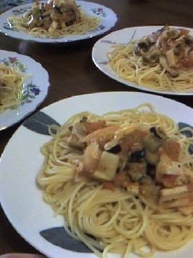 ナスとトマトの冷製パスタ