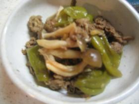 ジャンボ唐辛子と牛肉の甘辛煮