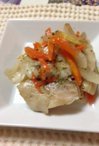 シリコンスチーマー　魚と野菜ときのこ蒸煮