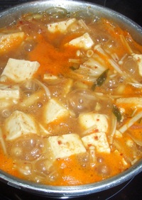 超簡単！！　韓国風　豆腐キムチ納豆チゲ