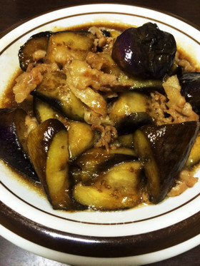 夜御飯*豚バラと茄子の甘辛煮