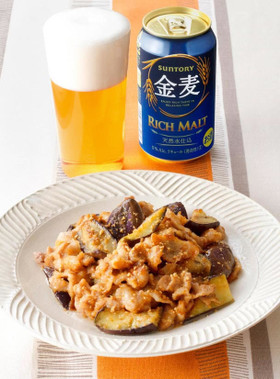 なすと豚こまのごま酢みそだれ炒め