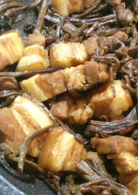 柳松茸と豚肉の醤油煮