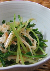 水菜とエノキ～中華風ピリカラ和え物