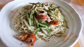 冷製パスタ風☆ジェノベーゼそうめん
