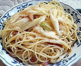長ねぎとベーコンのぺペロンチーノ