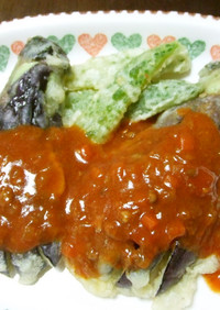 茄子とゴーヤの天ぷら☆ミートソースで！