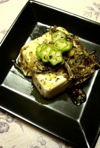 お豆腐のペペロンチーノ風＊茸バジルソース