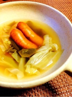 【20分】じゅん菜とウインナー和風スープの画像