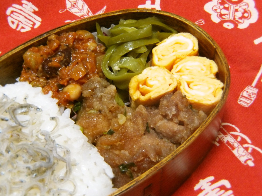 お弁当に。卵一個で卵焼きの画像