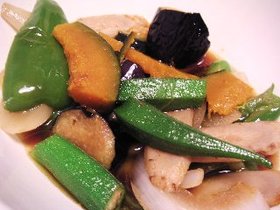 揚げ野菜のめんつゆ漬け