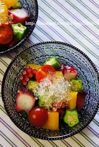ジュレ酢で☆タコと夏野菜のキラキラマリネ