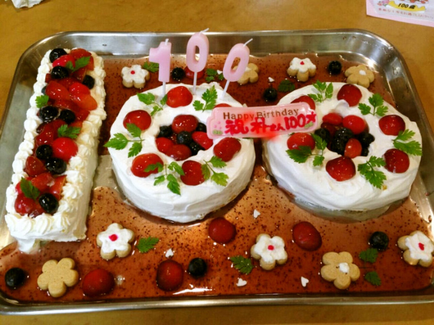 誕生日のお祝いケーキの画像