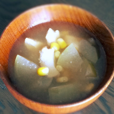 冬瓜 鶏肉 コーンのスープの写真