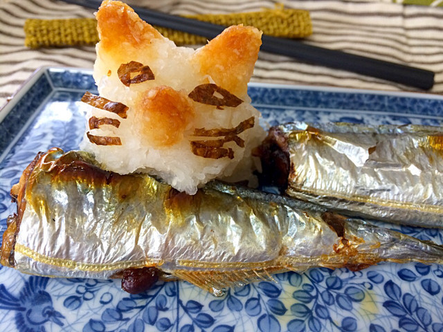 野菜ソムリエの大根おろしどら猫と秋刀魚の画像
