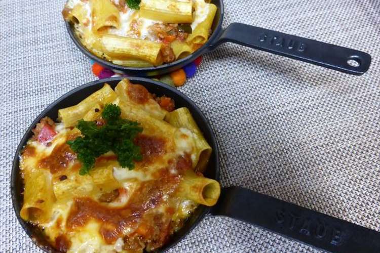 ストウブミニフライパンでミートペンネ レシピ 作り方 By さなえのおうちご飯 クックパッド 簡単おいしいみんなのレシピが349万品