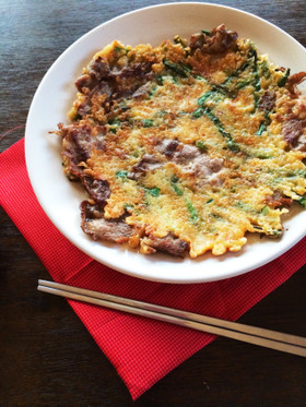 簡単☆カリもちっ美味♪豚キムチーズチヂミ