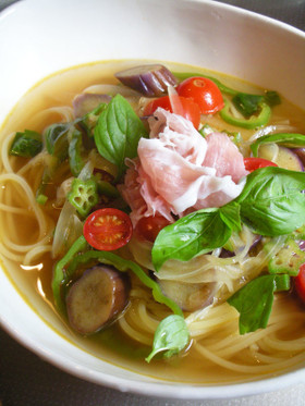 野菜たっぷりのスープスパゲティ♪