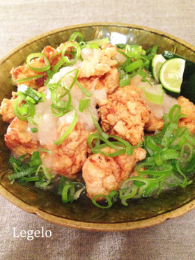鶏むね肉の唐揚げ♪三杯酢大根おろし和え