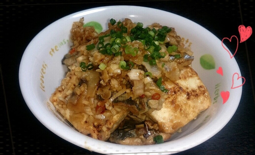 簡単♪秋刀魚と豆腐のネギソース炒めの画像