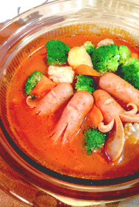 野菜ピューレとろ実で真っ赤な鶏野菜鍋！