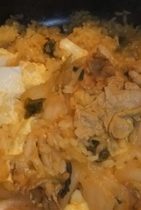 キムチと豆腐の炊き込みご飯