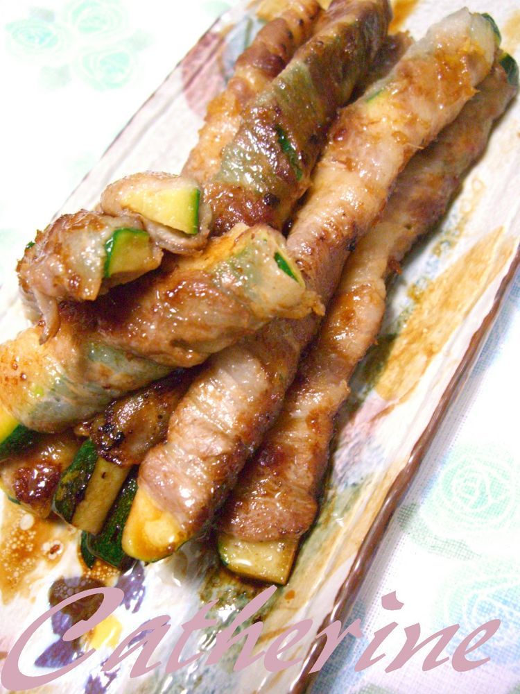 ★　ズッキーニの豚バラ巻き・生姜焼き風　の画像