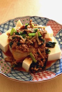 麻婆豆腐風☆野菜と肉とキムチのあんかけ