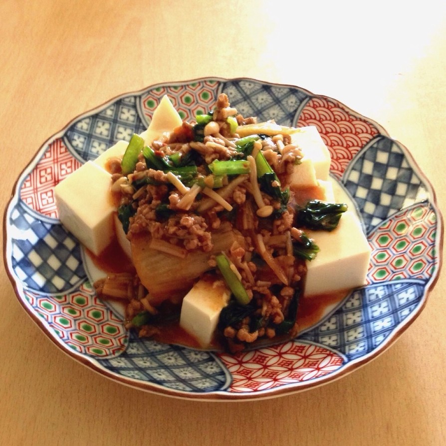 麻婆豆腐風☆野菜と肉とキムチのあんかけの画像