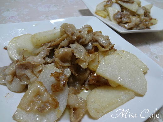 長芋と豚肉のニンニク炒めの画像