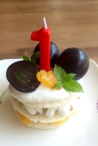 1歳の誕生日ケーキ(苺のない時期に)