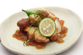 河豚の唐揚げ 寒天ゆずぽん酢和え