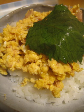 大葉にんにく醤油のツナ玉丼