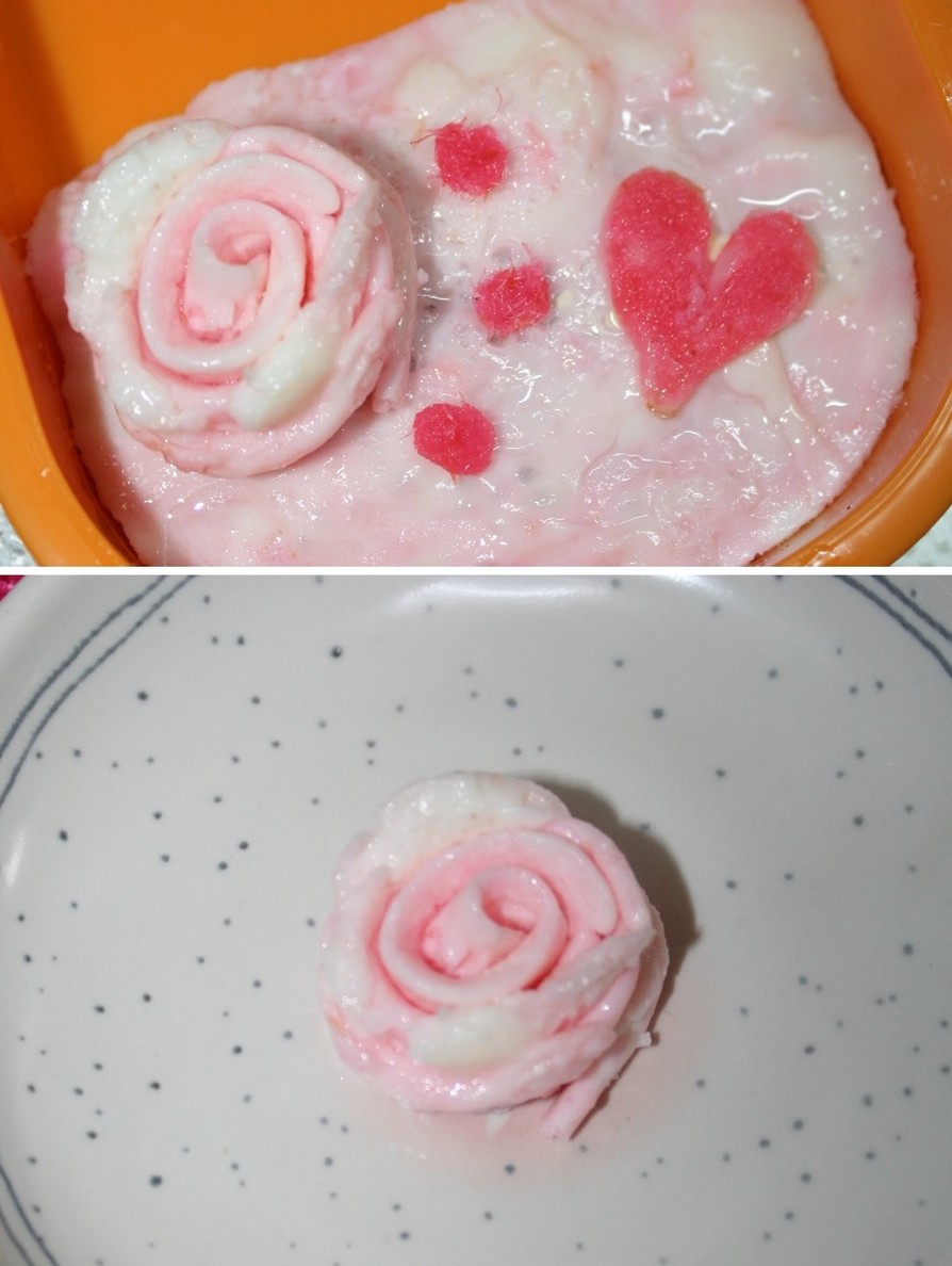 お弁当にも♡卵白消費でピンクのバラの画像