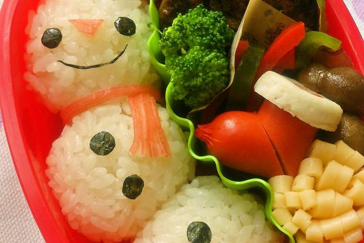 クリスマス 簡単 キャラ弁 雪だるま レシピ 作り方 By Mirea876 クックパッド