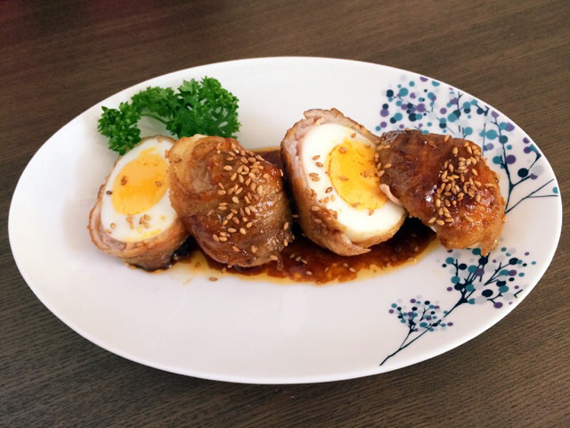 韓国料理屋さんで食べた肉巻き卵の画像