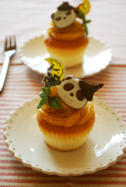 ぱんだで♪かぼちゃモンブランカップケーキの写真