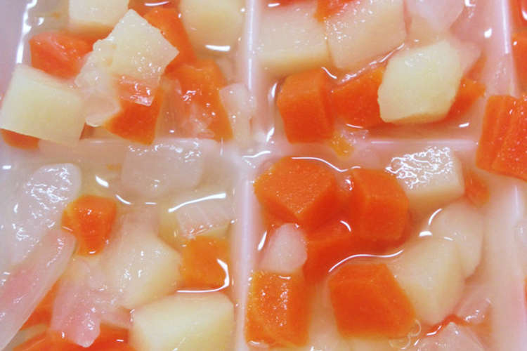 離乳食中期 3種の野菜と野菜スープ レシピ 作り方 By Snow Mama クックパッド 簡単おいしいみんなのレシピが354万品