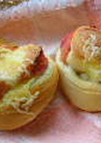 ノンオイルハートのハムチーズパン