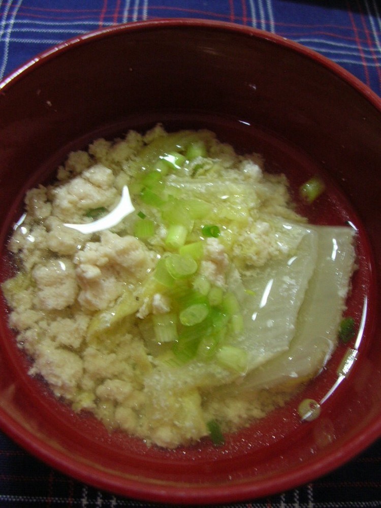 お手軽和風スープ◆白菜と鶏挽肉での画像