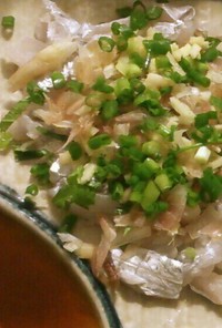 太刀魚のお刺身～薬味たっぷりバージョン