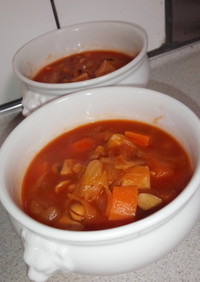 炊飯器で大豆のトマトスープ